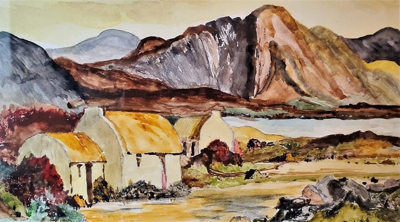 Paper Pair of Irish Landscape Watercolors by Noel Hume For Sale
