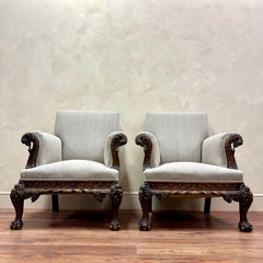 Pair of Irish Library Armchairs c1840 Upholstered