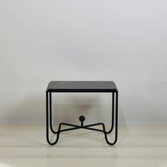 Pair of Iron and Black Limestone 'Entretoise' Side Tables by Design Frères