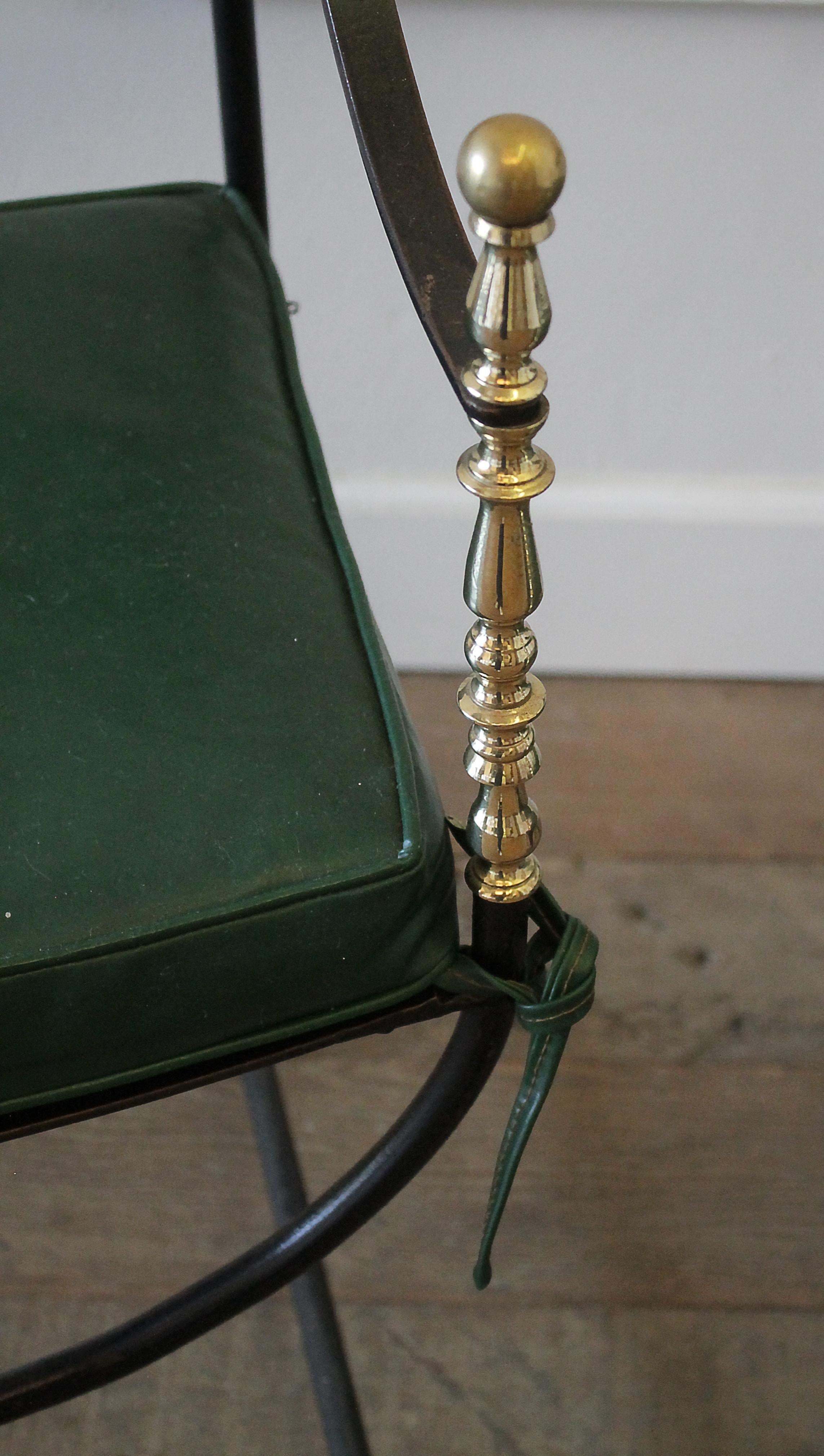 Pair of Iron and Brass Campaign Chairs 6