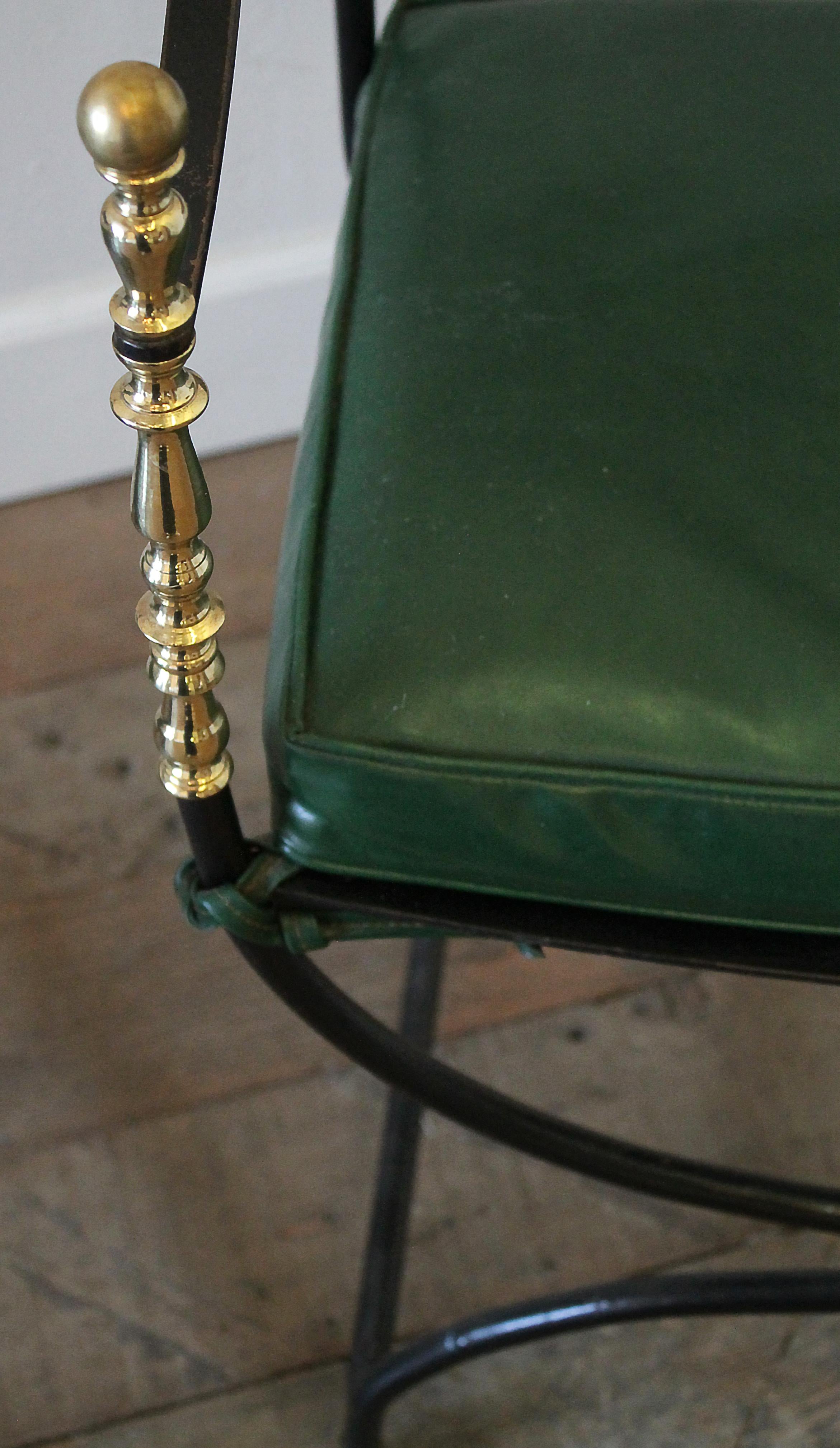 20th Century Pair of Iron and Brass Campaign Chairs
