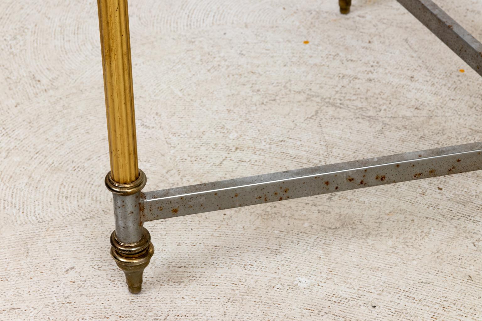 Pair of Iron and Brass Side Tables In Good Condition In Stamford, CT