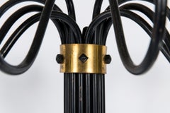 Tall Pair Iron and Brass Standing Wall Mount Candelabra Sconces