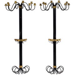 Vintage Pair of Iron and Brass Wall Sconces