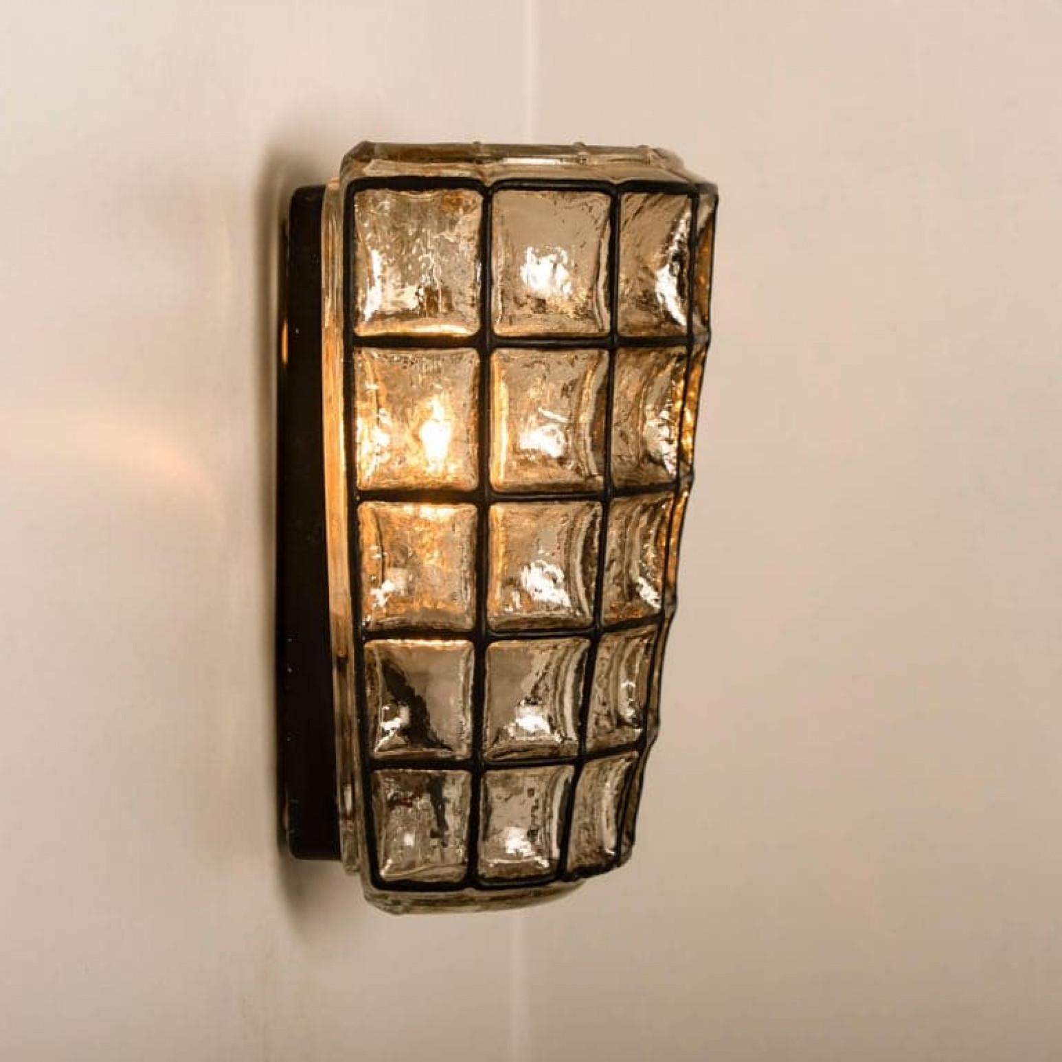 Pair of Iron and Bubble Glass Sconces Wall Lamps by Limburg, 1960 For Sale 3