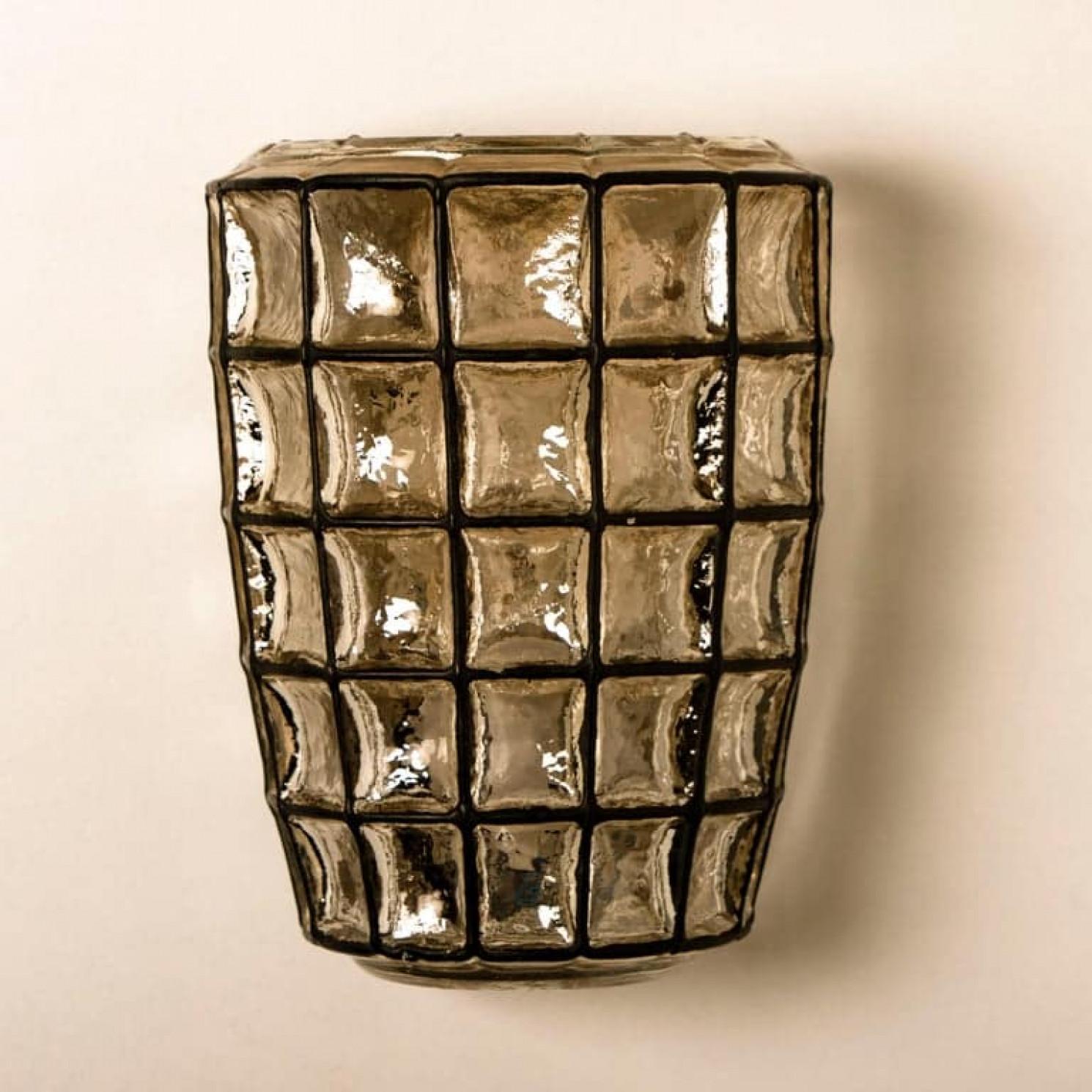 Pair of Iron and Bubble Glass Sconces Wall Lamps by Limburg, 1960 For Sale 4