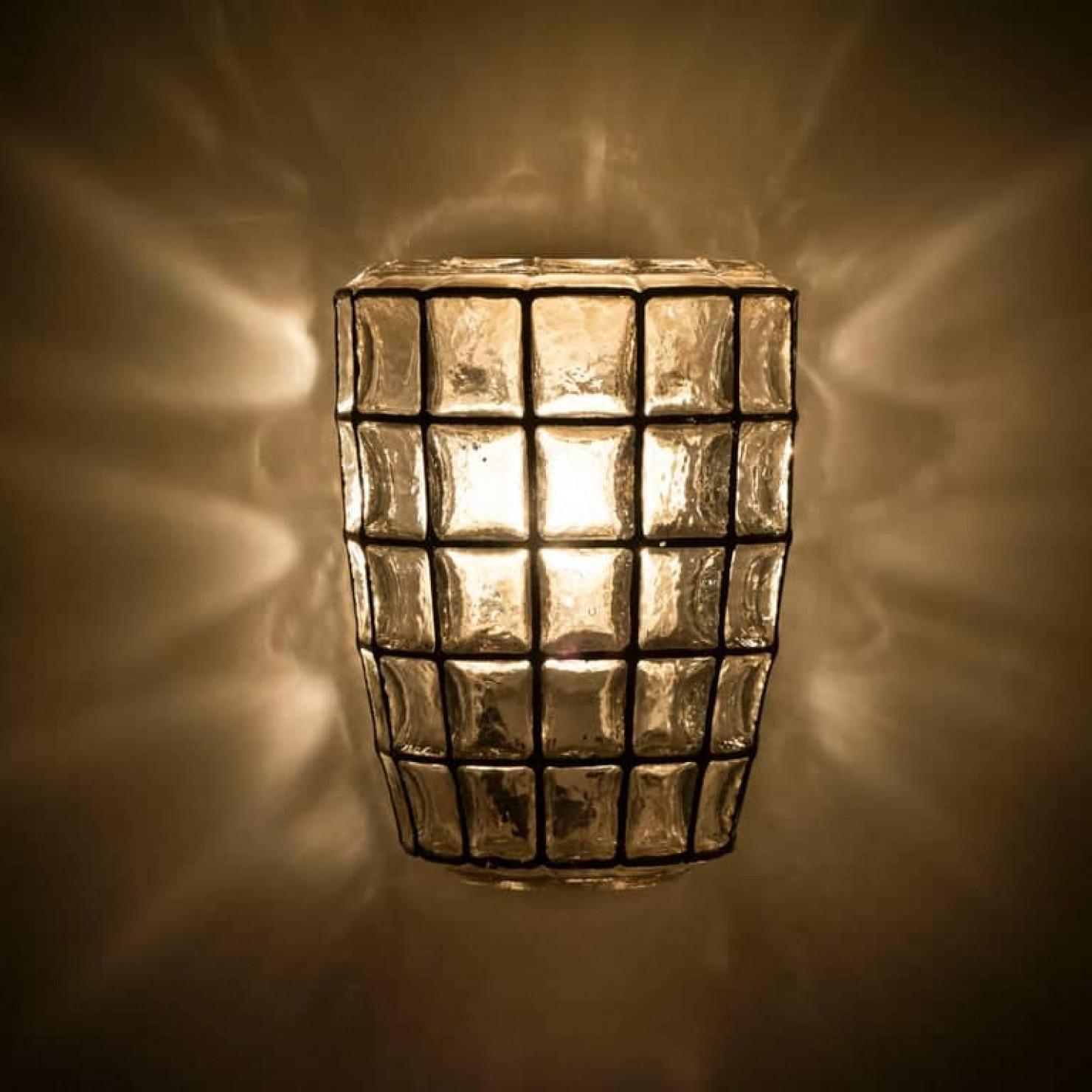 Pair of Iron and Bubble Glass Sconces Wall Lamps by Limburg, 1960 For Sale 6