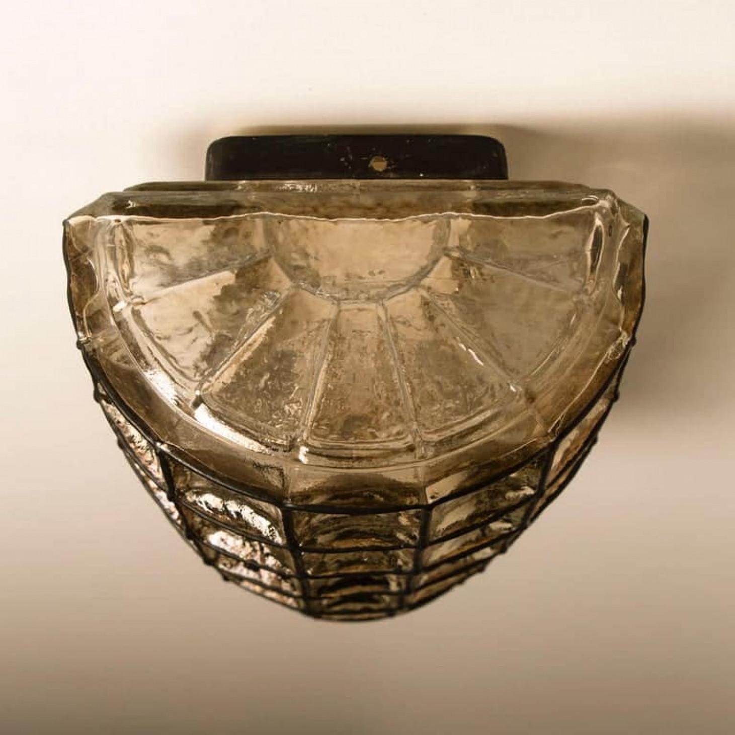 Pair of Iron and Bubble Glass Sconces Wall Lamps by Limburg, 1960 For Sale 8