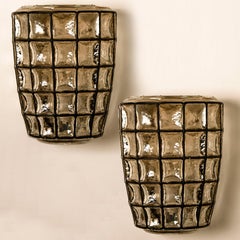 Pair of Iron and Bubble Glass Sconces Wall Lamps by Limburg, 1960