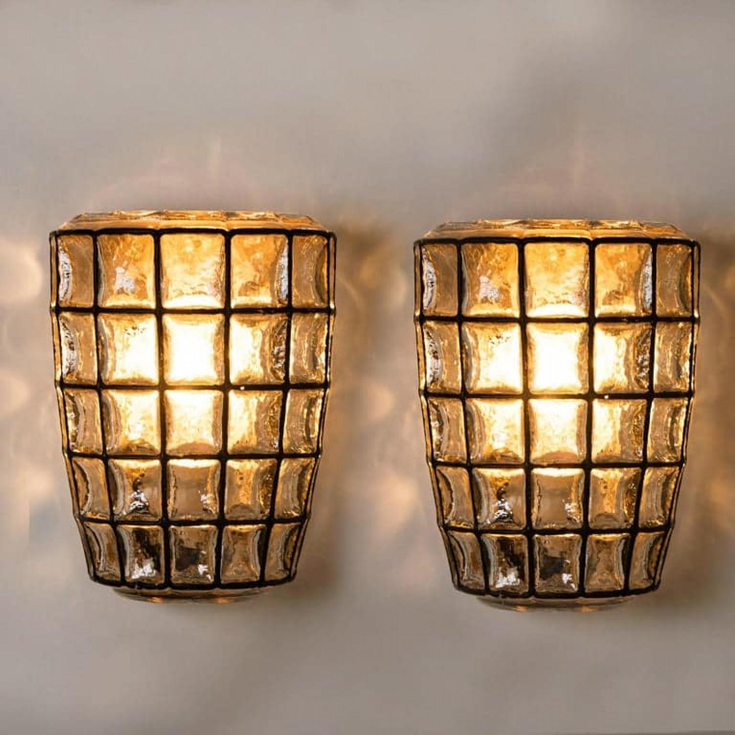 Other Pair of Iron and Bubble Glass Sconces Wall Lamps by Limburg, 1960 For Sale