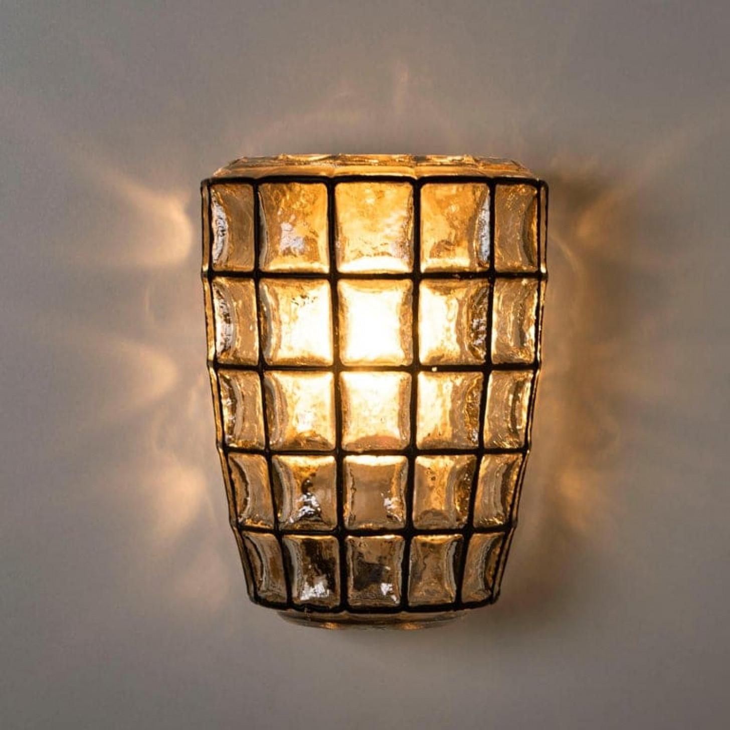 Pair of Iron and Bubble Glass Sconces Wall Lamps by Limburg, 1960 In Good Condition For Sale In Rijssen, NL