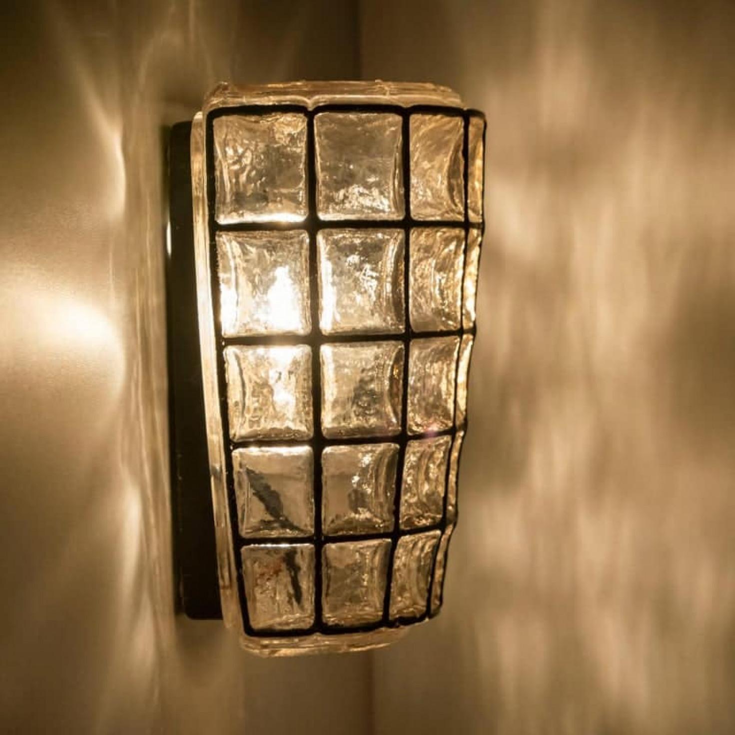 Pair of Iron and Bubble Glass Sconces Wall Lamps by Limburg, 1960 For Sale 1