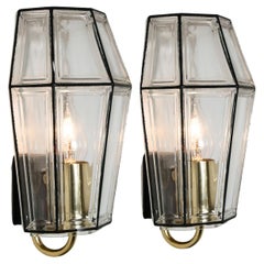 Pair of Iron and Bubble Glass Sconces Wall Lamps by Limburg for Mazen
