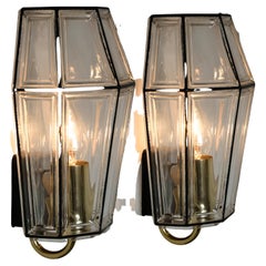 Pair of Iron and Bubble Glass Sconces Wall Lamps by Limburg for Mazen 