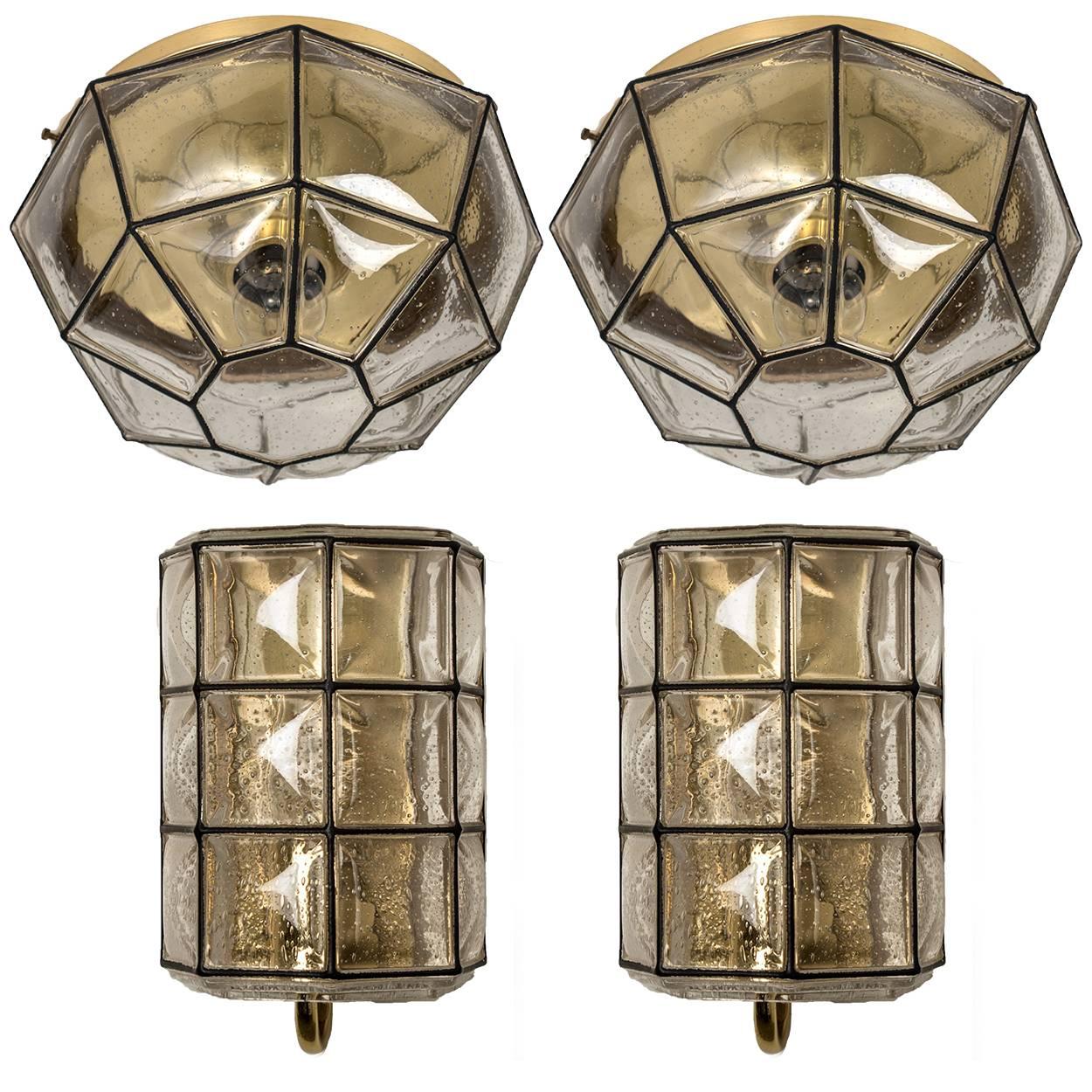 Pair of Iron and Bubble Glass Sconces Wall Lamps by Limburg, Germany, 1960 4