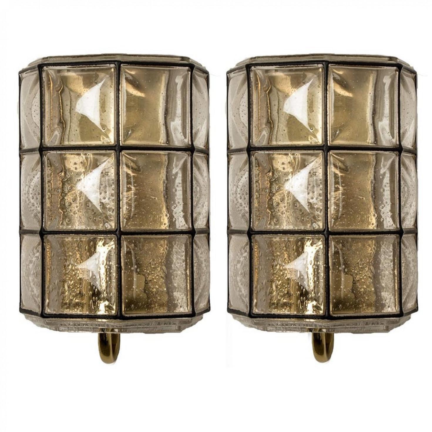 Pair of Iron and Bubble Glass Sconces Wall Lamps by Limburg, Germany, 1960 For Sale 7