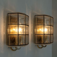 Pair of Iron and Bubble Glass Sconces Wall Lamps by Limburg, Germany, 1960