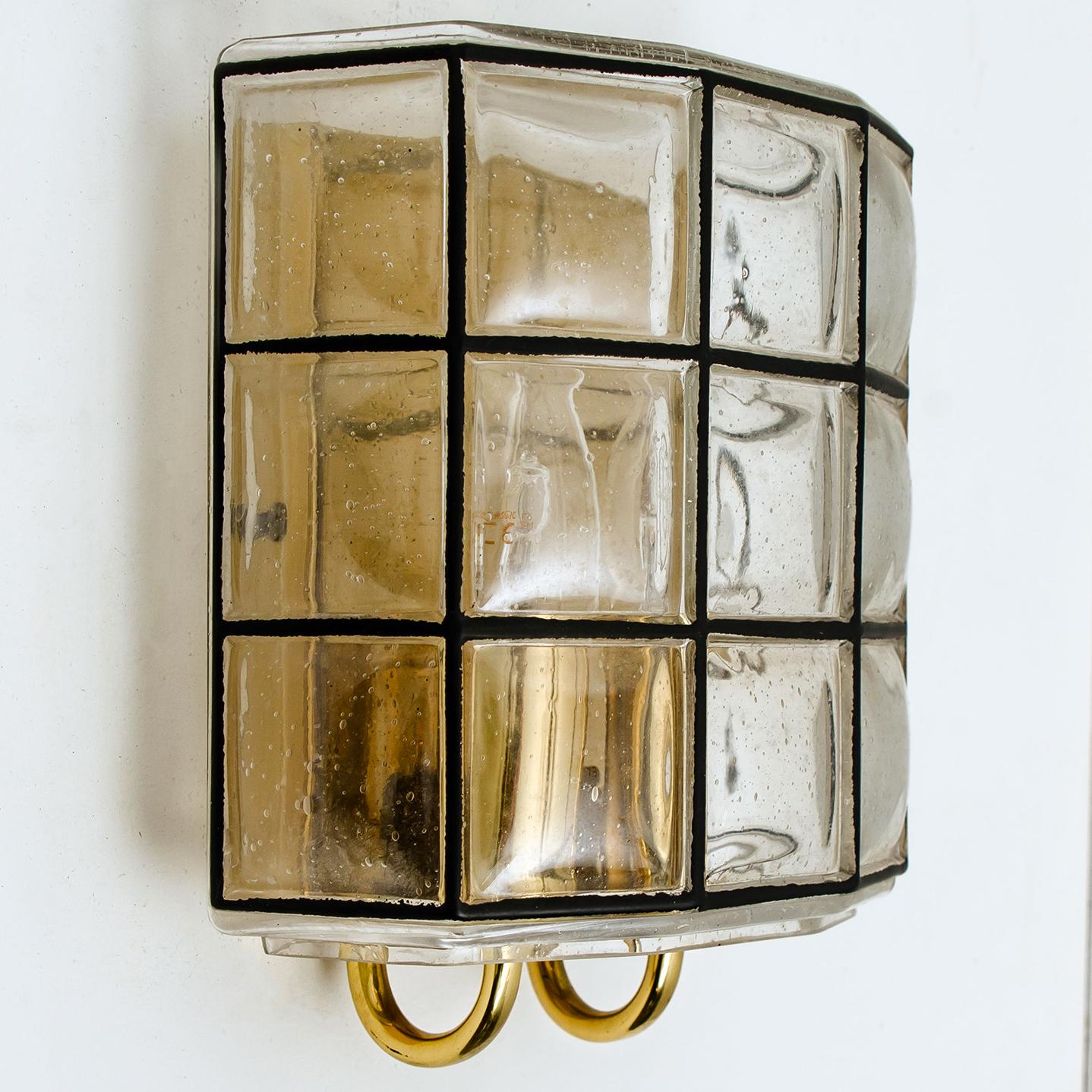 Pair of Iron and Bubble Glass Sconces Wall Lamps by Limburg, Germany, 1960 In Good Condition In Rijssen, NL