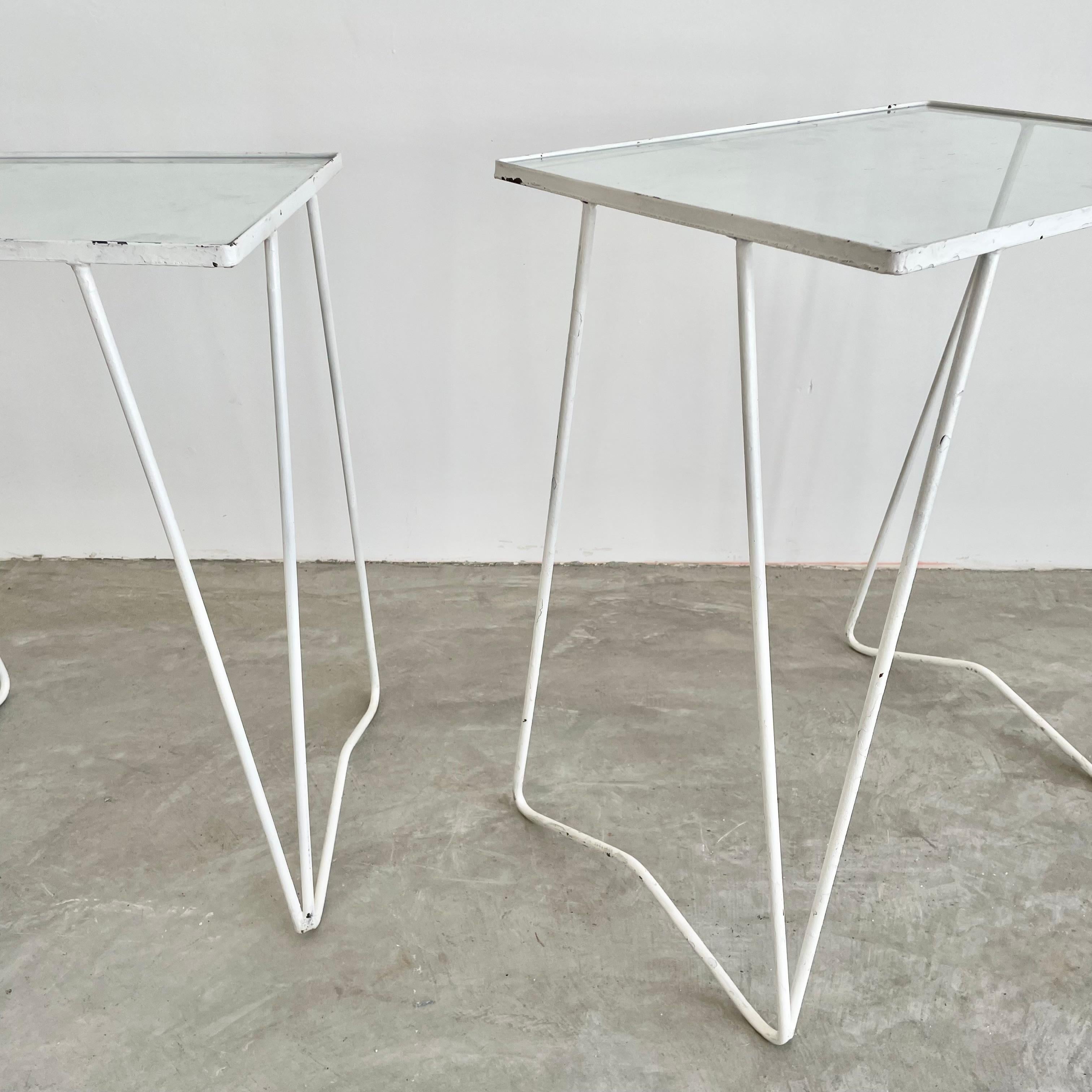 Pair of Iron and Glass Nesting Tables, 1970s USA For Sale 4