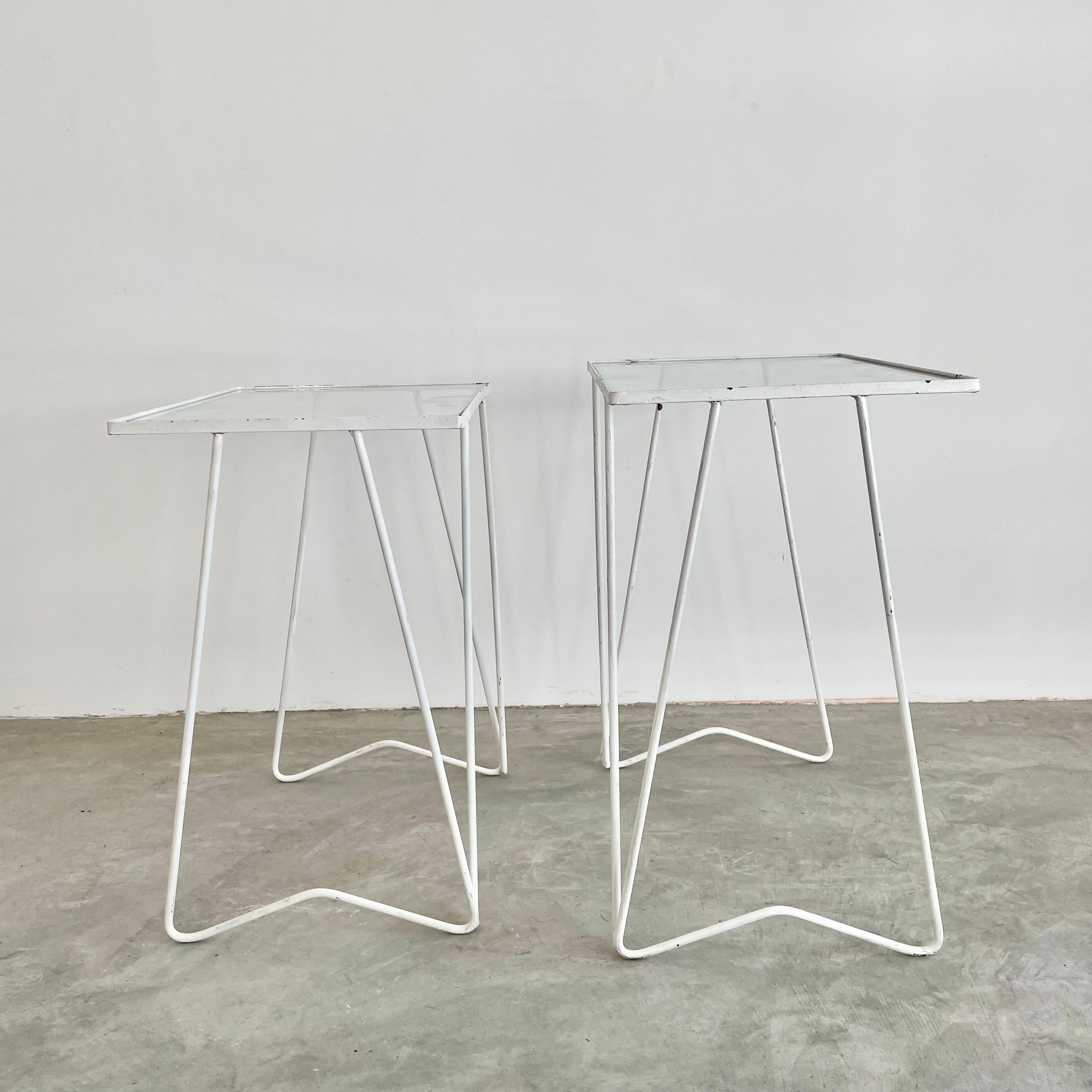Pair of Iron and Glass Nesting Tables, 1970s USA For Sale 1