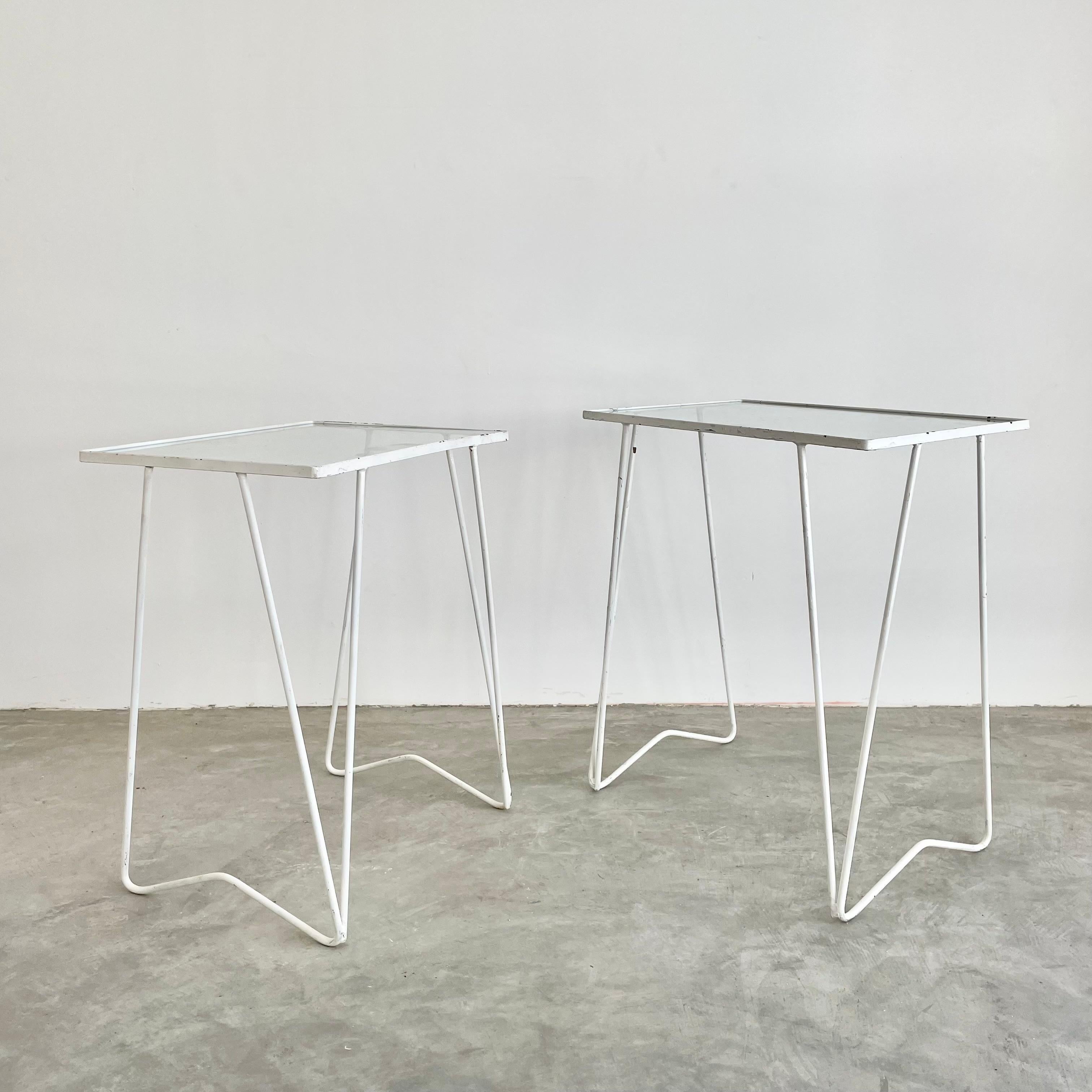 Pair of Iron and Glass Nesting Tables, 1970s USA For Sale 2