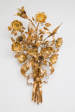 Pair of Iron and Gold Leaf Sconces, France, circa 1910