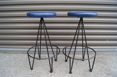 Iron and Leather Bar Stool by Frederic Weinberg