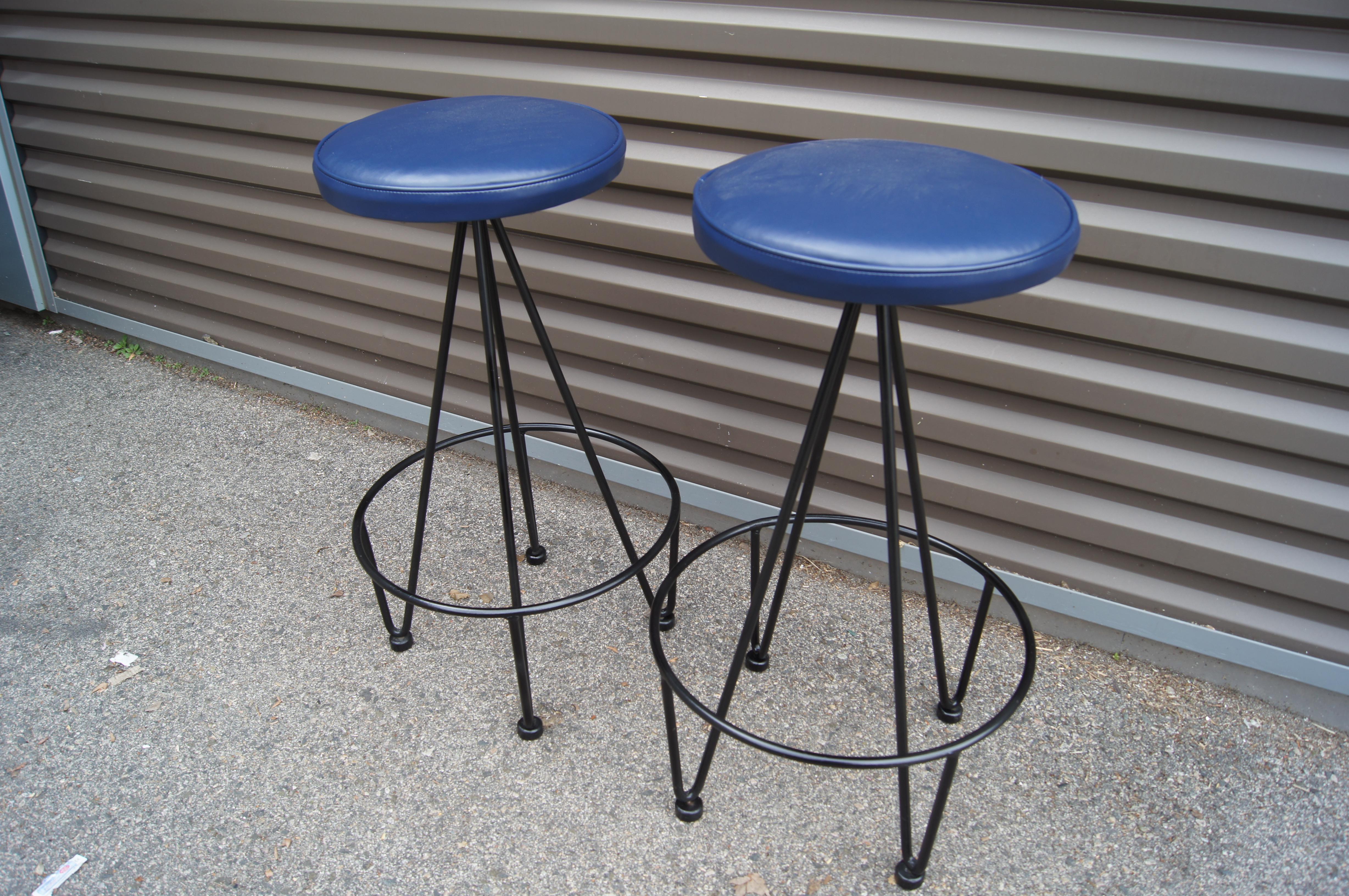 American Iron and Leather Bar Stool by Frederic Weinberg For Sale