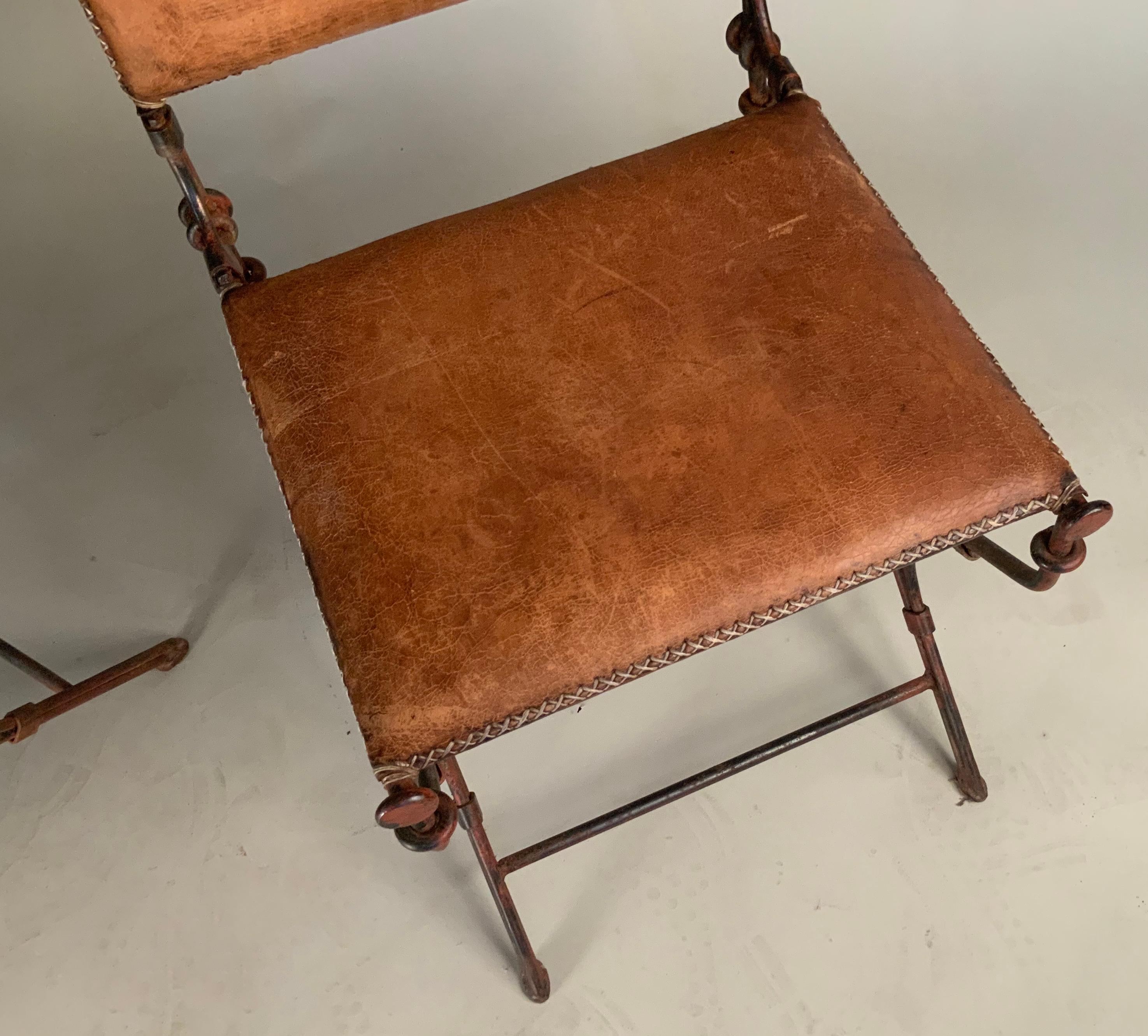 Late 20th Century Pair of Iron and Leather Chairs by Ilana Goor