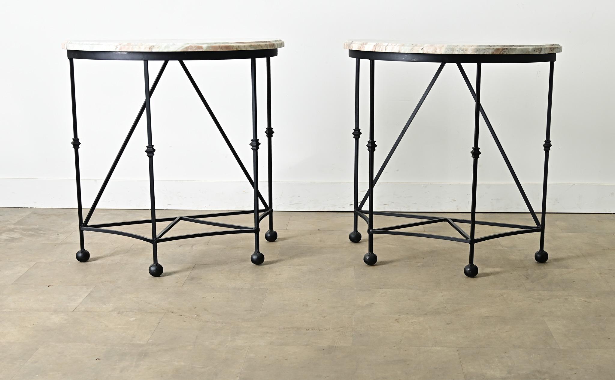 Other Pair of Iron and Marble Demilune Consoles For Sale