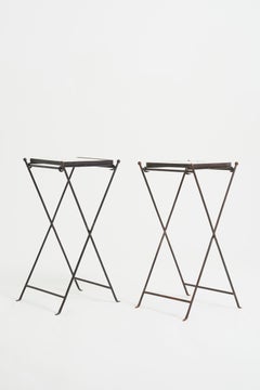 Pair of Iron and Marble Side Tables