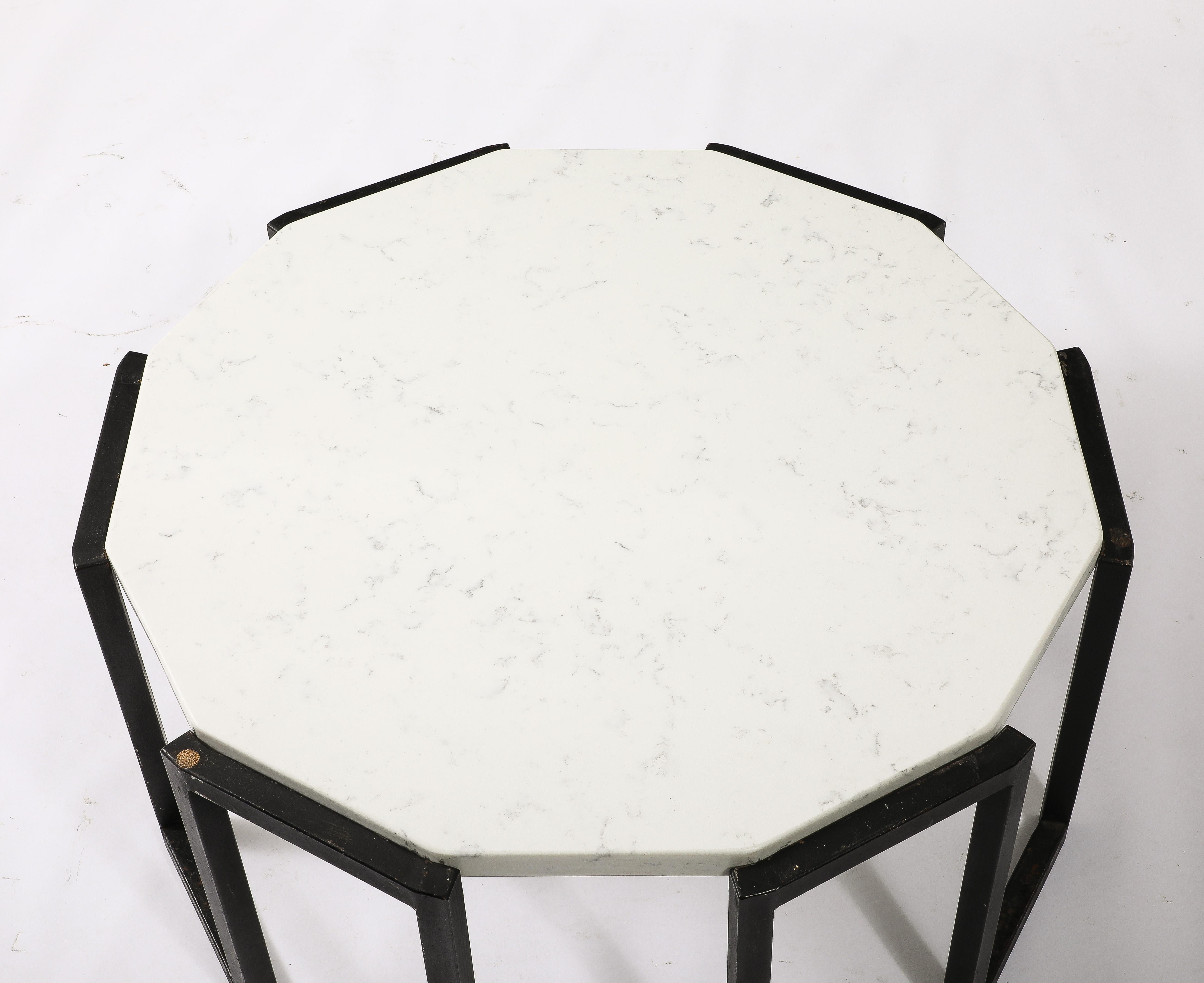 Pair of Iron and Marble Tables, France 1950's For Sale 5
