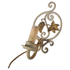 Pair of Iron and Metal Wall Lights with Bunch of Grapes and Vines