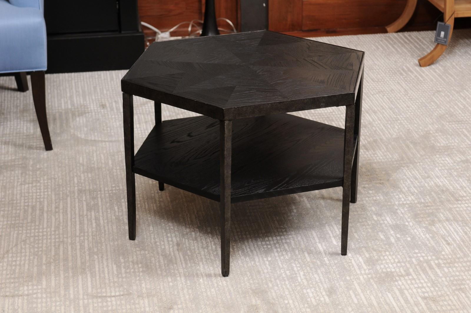 Bassett iron and wood end tables.