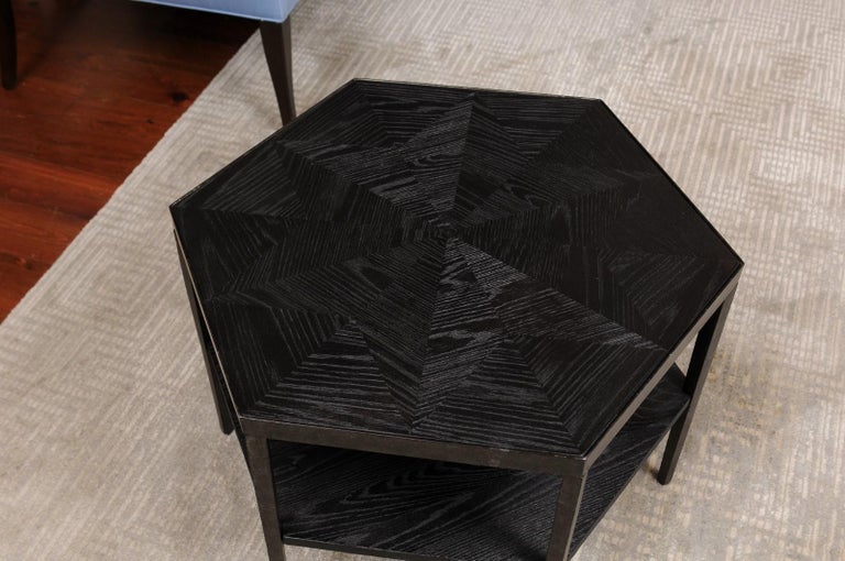 Pair of Iron and Wood End Tables For Sale at 1stDibs