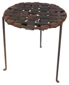 Pair of Iron and Woven Leather Stools by Lila Swift & Donald Monell