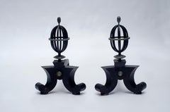 Art Deco Iron Andirons by Gilbert Poillerat, France, 1940