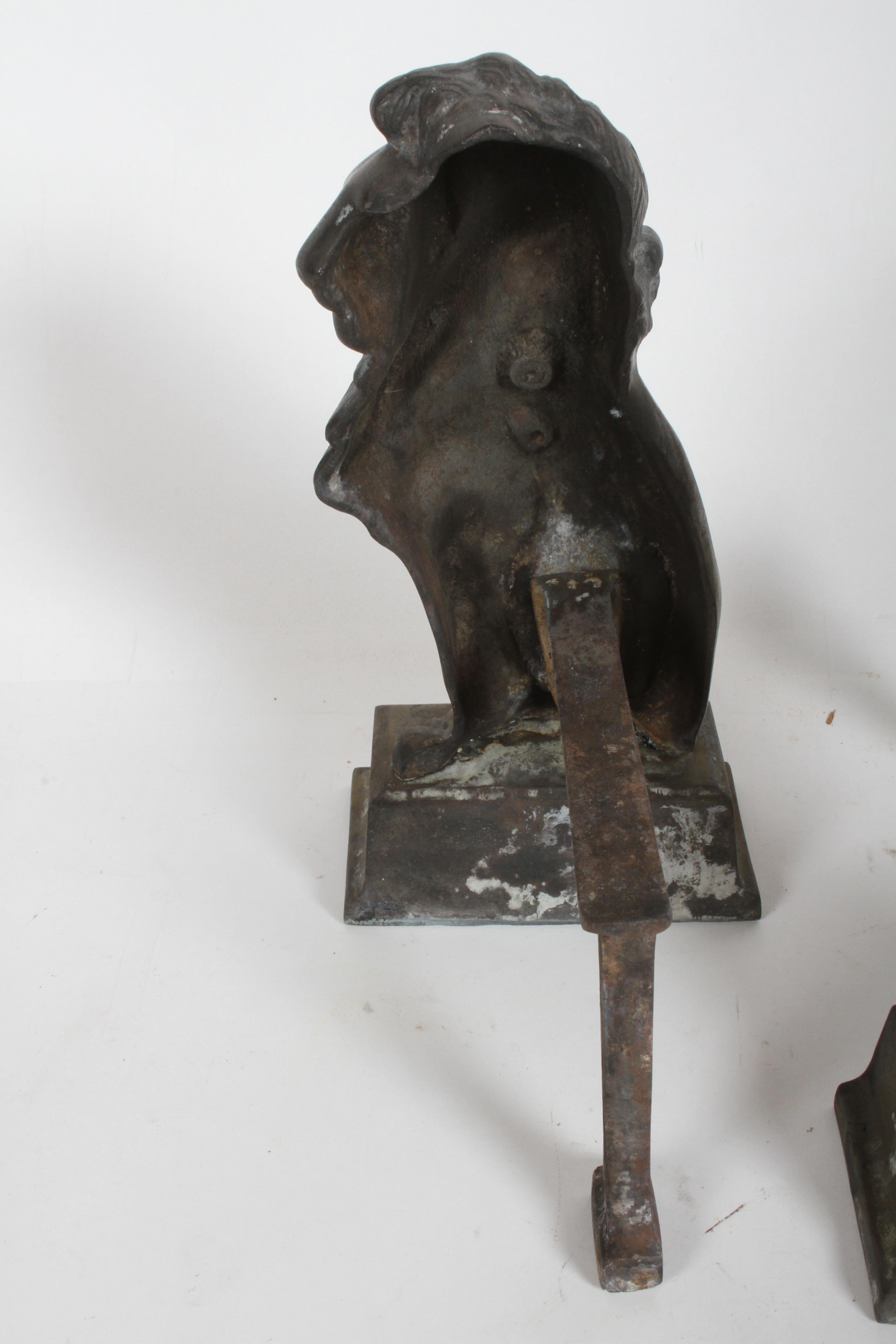 Pair of Iron Andirons or Fire Dogs Modeled as Lions after Artist Alfred Stevens 6