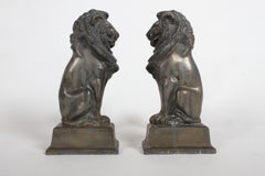 Pair of Iron Andirons or Fire Dogs Modeled as Lions after Artist Alfred Stevens