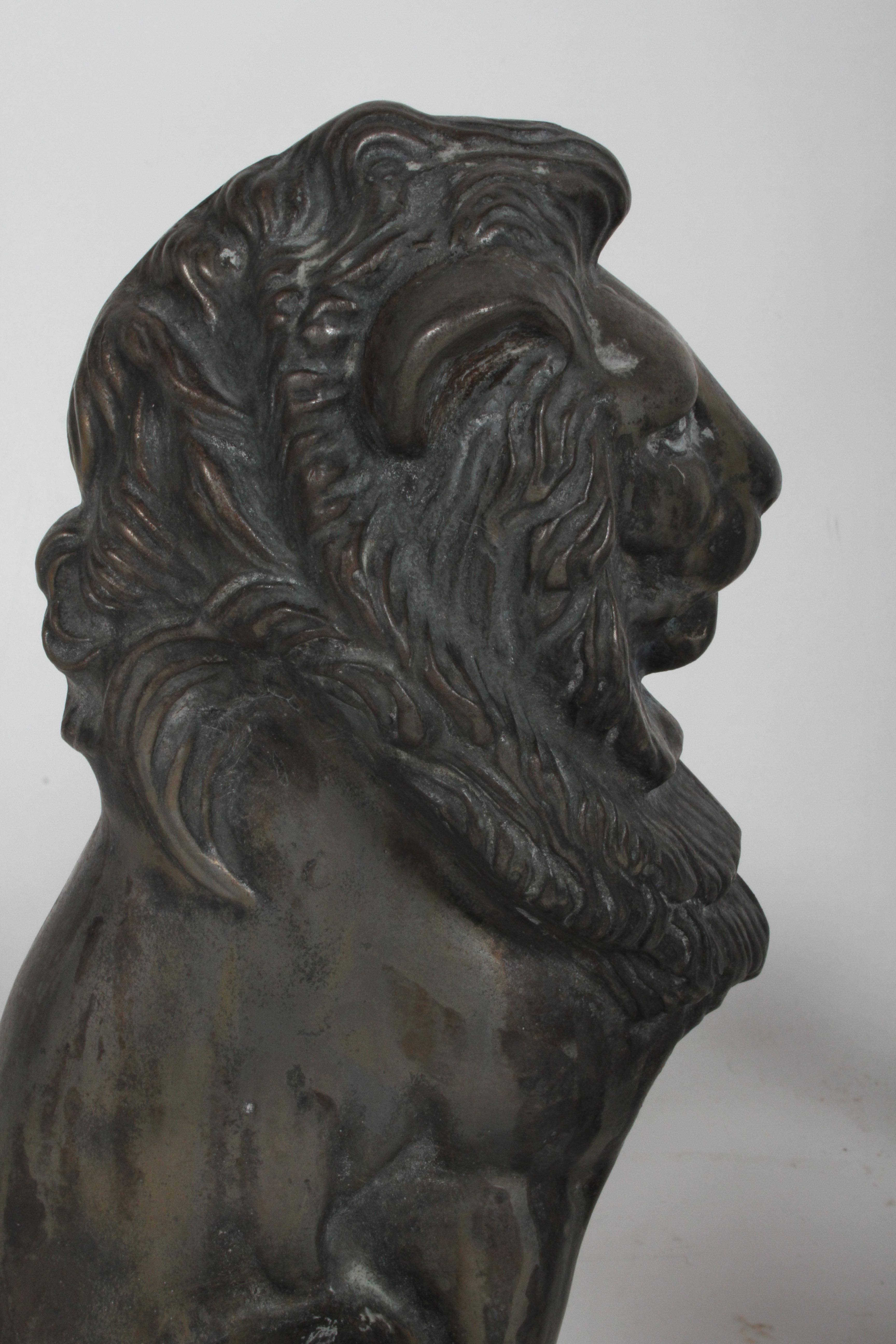 Pair of Iron Andirons or Fire Dogs Modeled as Lions after Artist Alfred Stevens 2