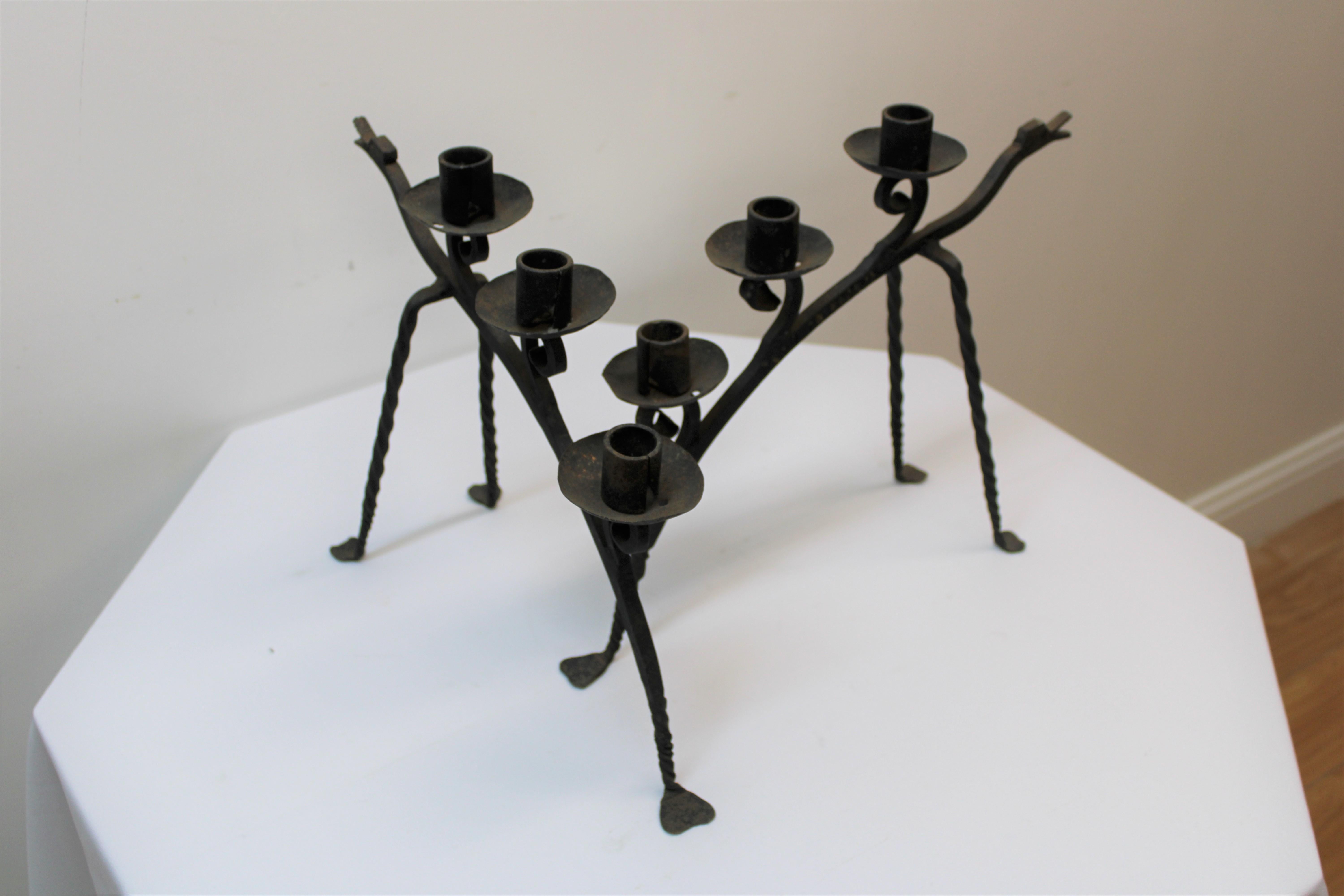 Pair of Iron Animal Figure Candle Holders In Good Condition For Sale In San Francisco, CA