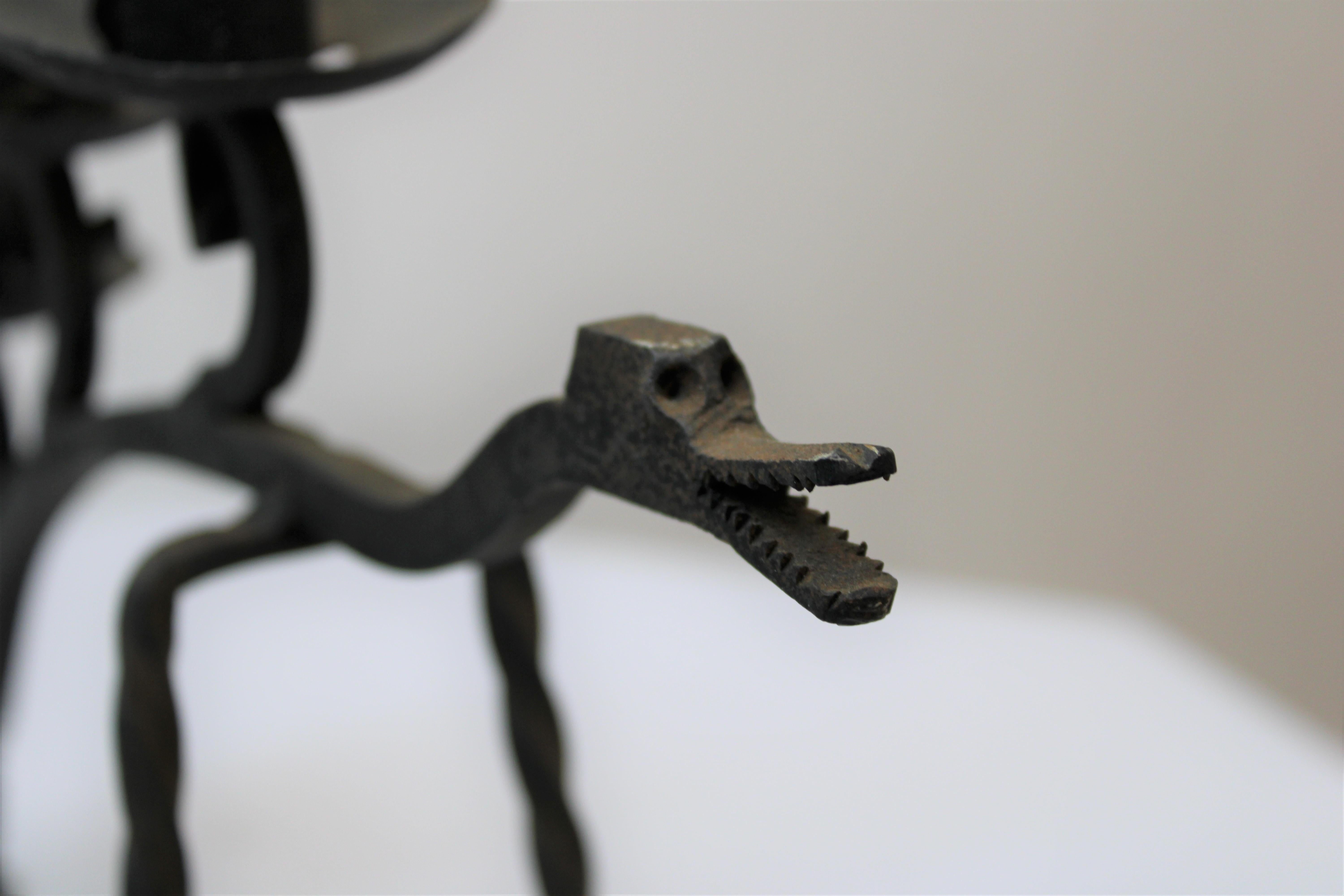 Pair of Iron Animal Figure Candle Holders For Sale 1
