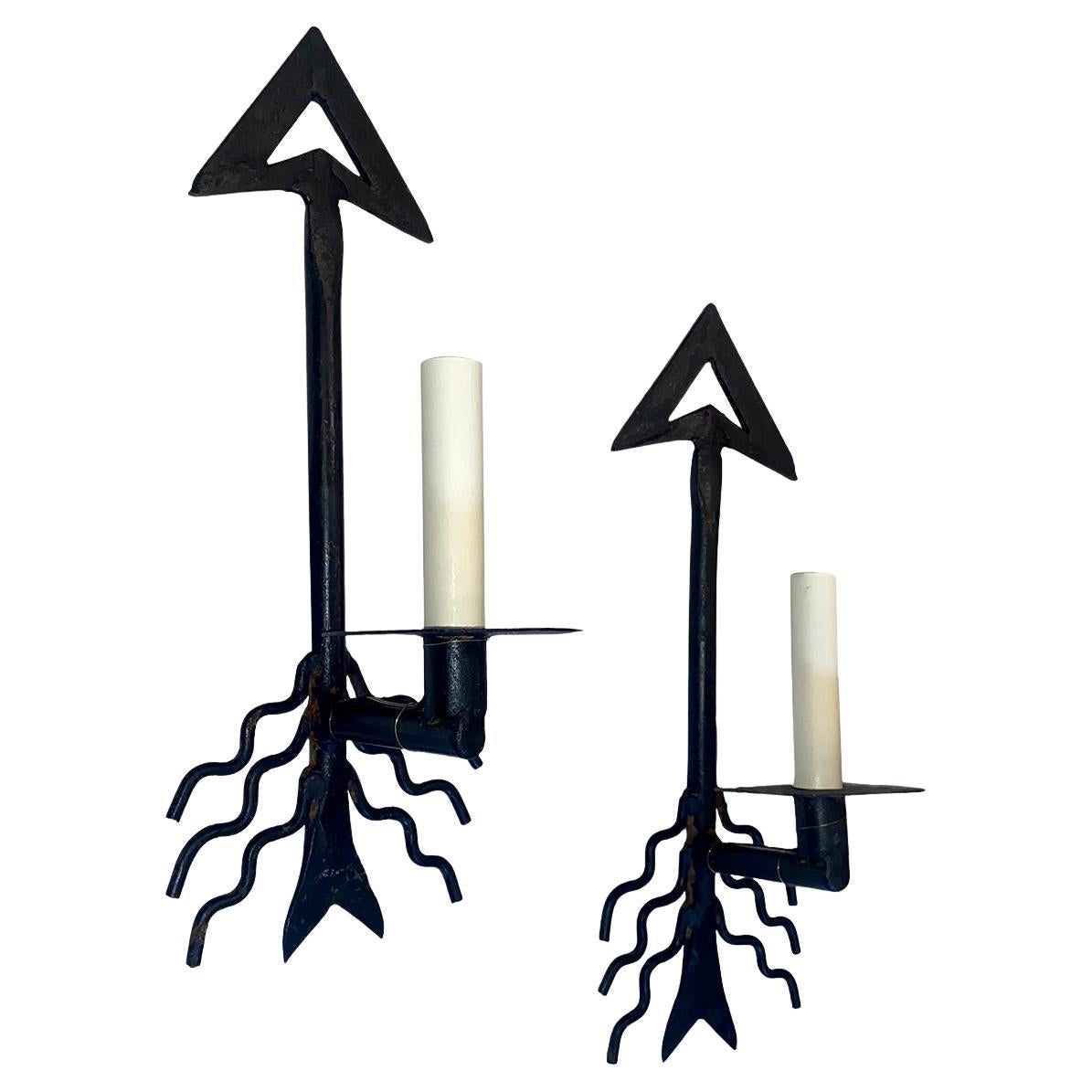 Pair of Iron Arts and Crafts Sconces