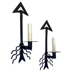 Pair of Iron Arts and Crafts Sconces