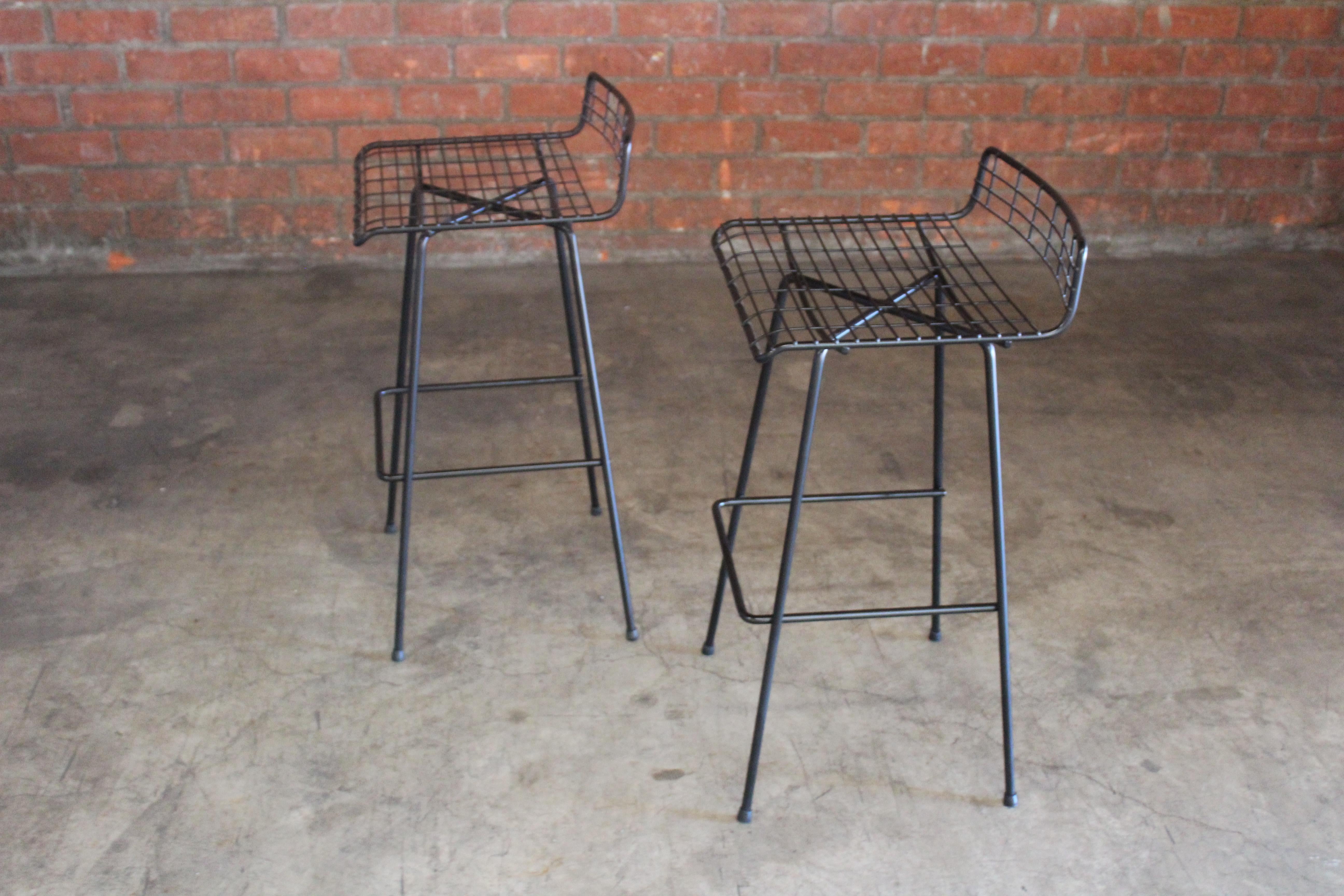 Pair of Iron Bar Stools by John Keal for Pacific Iron, 1950s 4