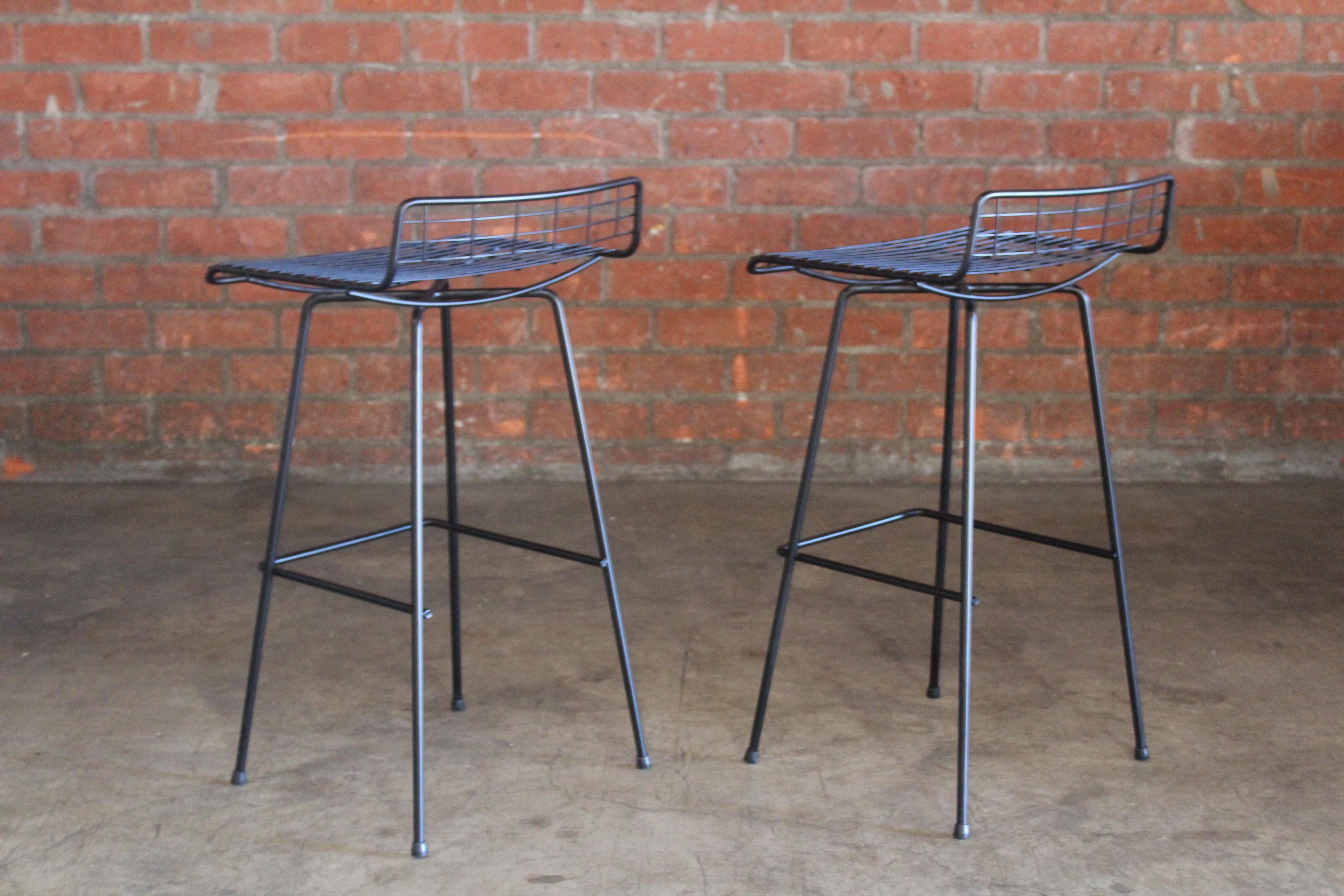Pair of Iron Bar Stools by John Keal for Pacific Iron, 1950s 5