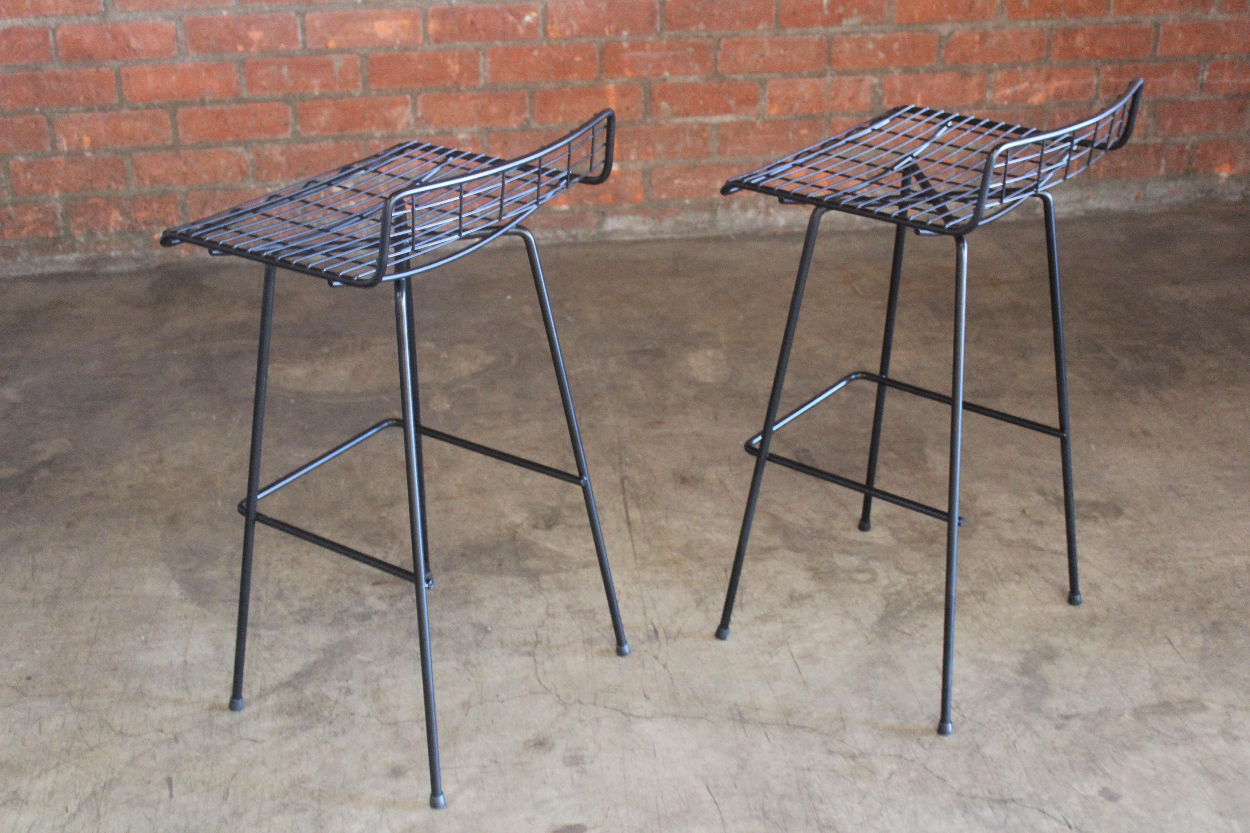 Pair of Iron Bar Stools by John Keal for Pacific Iron, 1950s 6