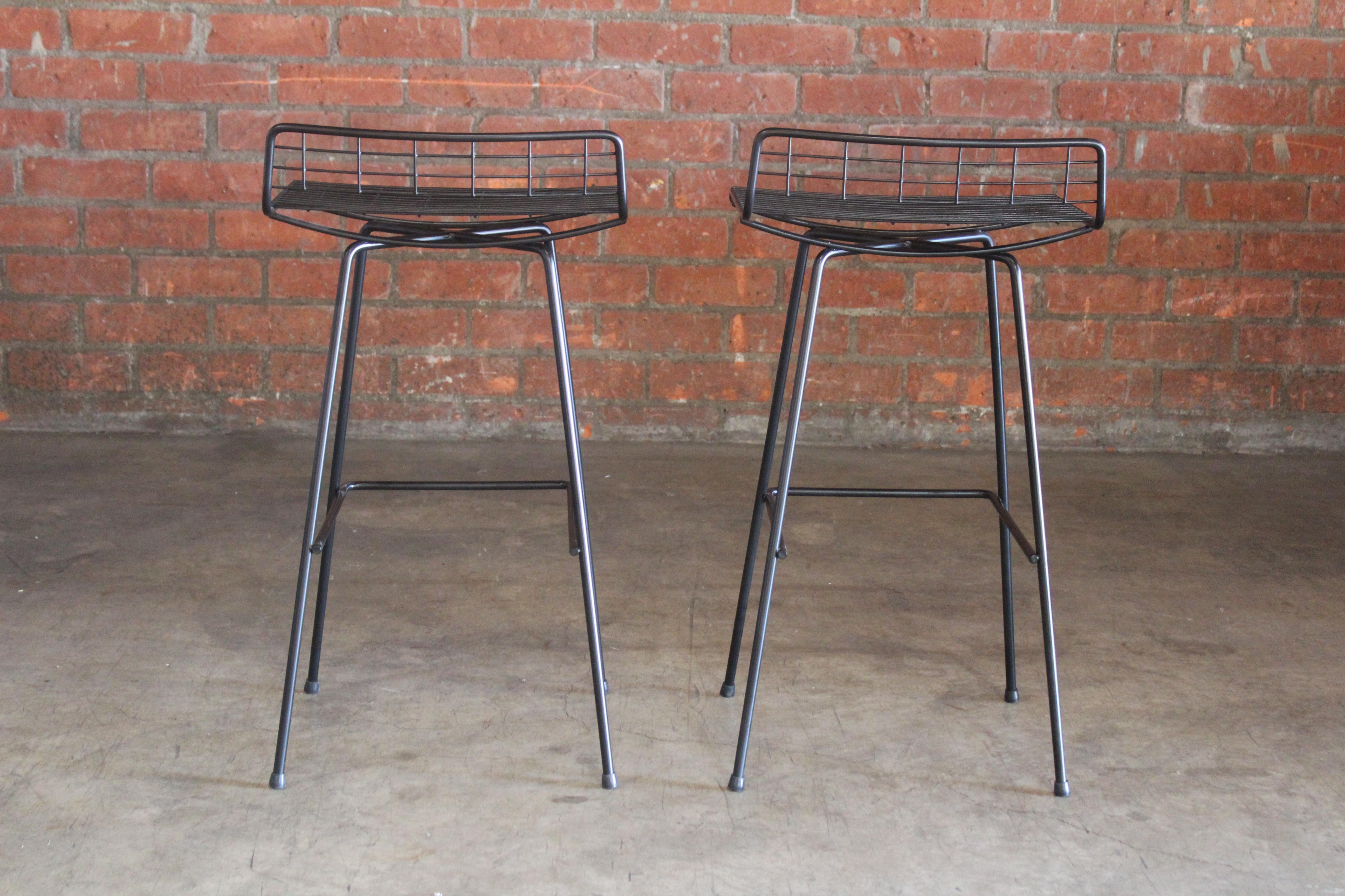 Pair of Iron Bar Stools by John Keal for Pacific Iron, 1950s 7