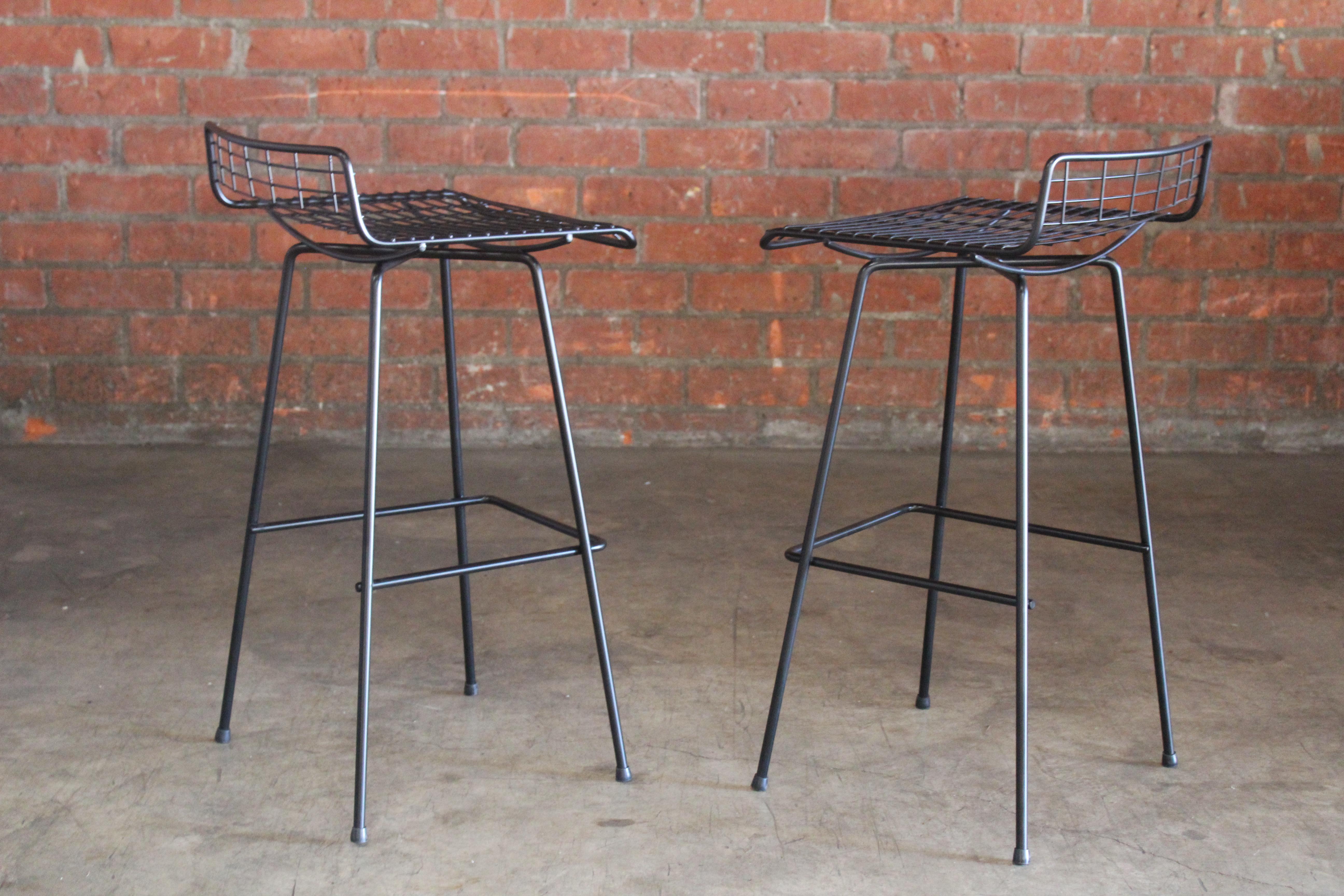 Pair of Iron Bar Stools by John Keal for Pacific Iron, 1950s 10