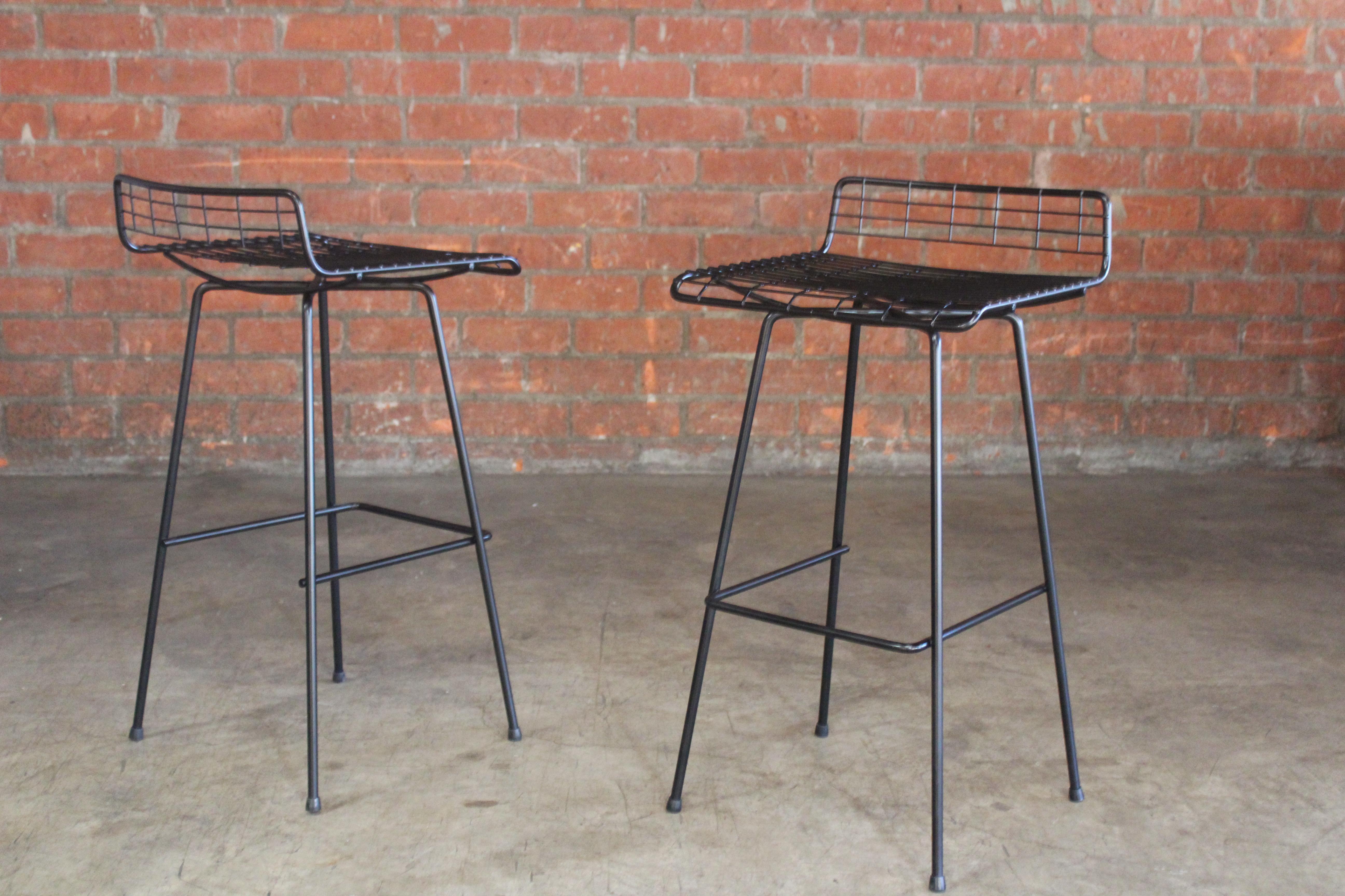 Pair of Iron Bar Stools by John Keal for Pacific Iron, 1950s 11